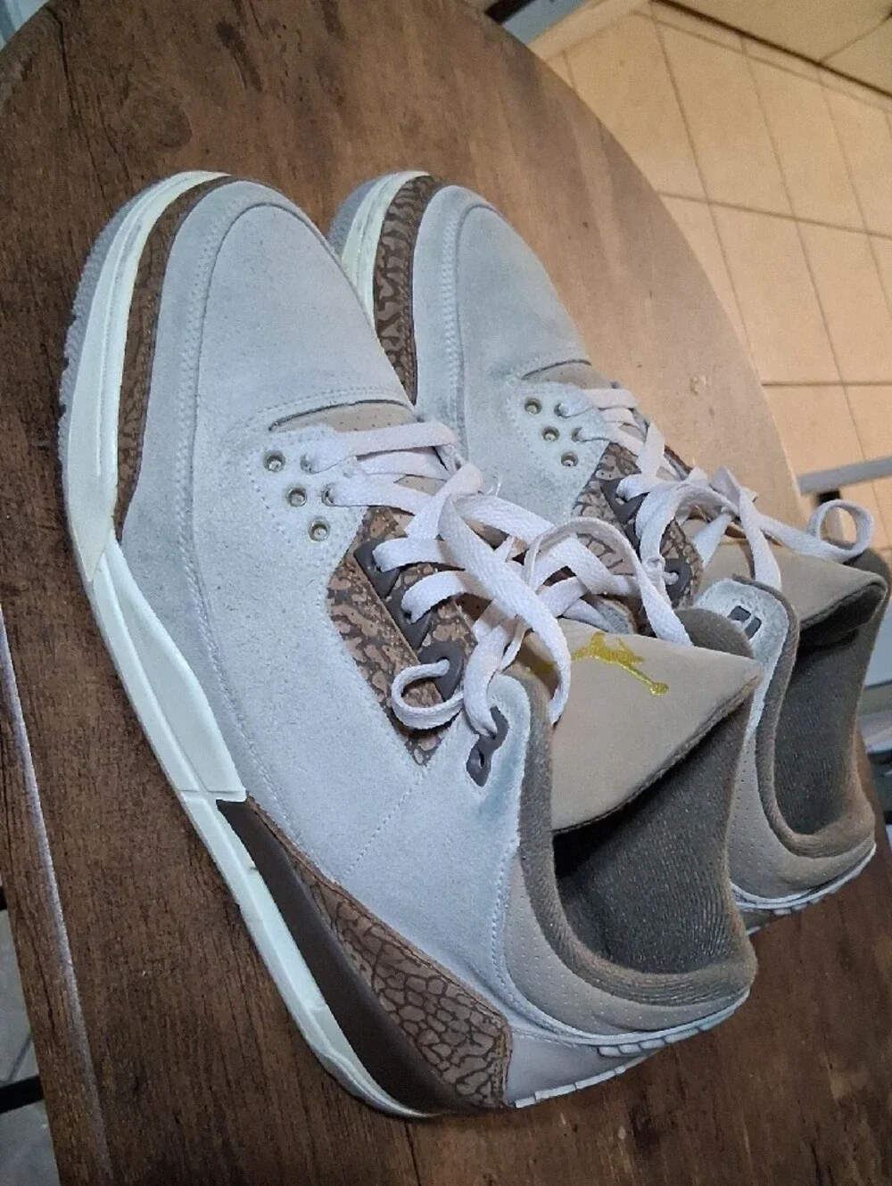 Jordan Retro Low Sneaker in Light Taupe and Brown